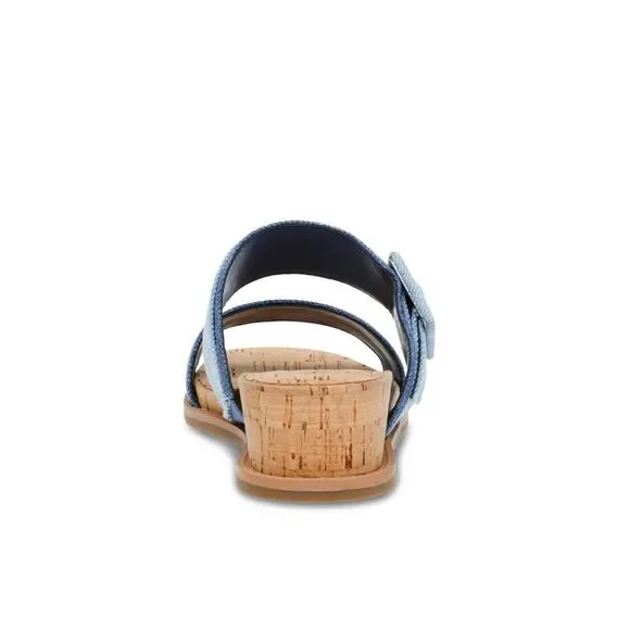 ANNE KLEIN Womens Blue Denim Brenda Round Toe Wedge Slip On Sandals Shoes 9 M - Picture 2 of 4